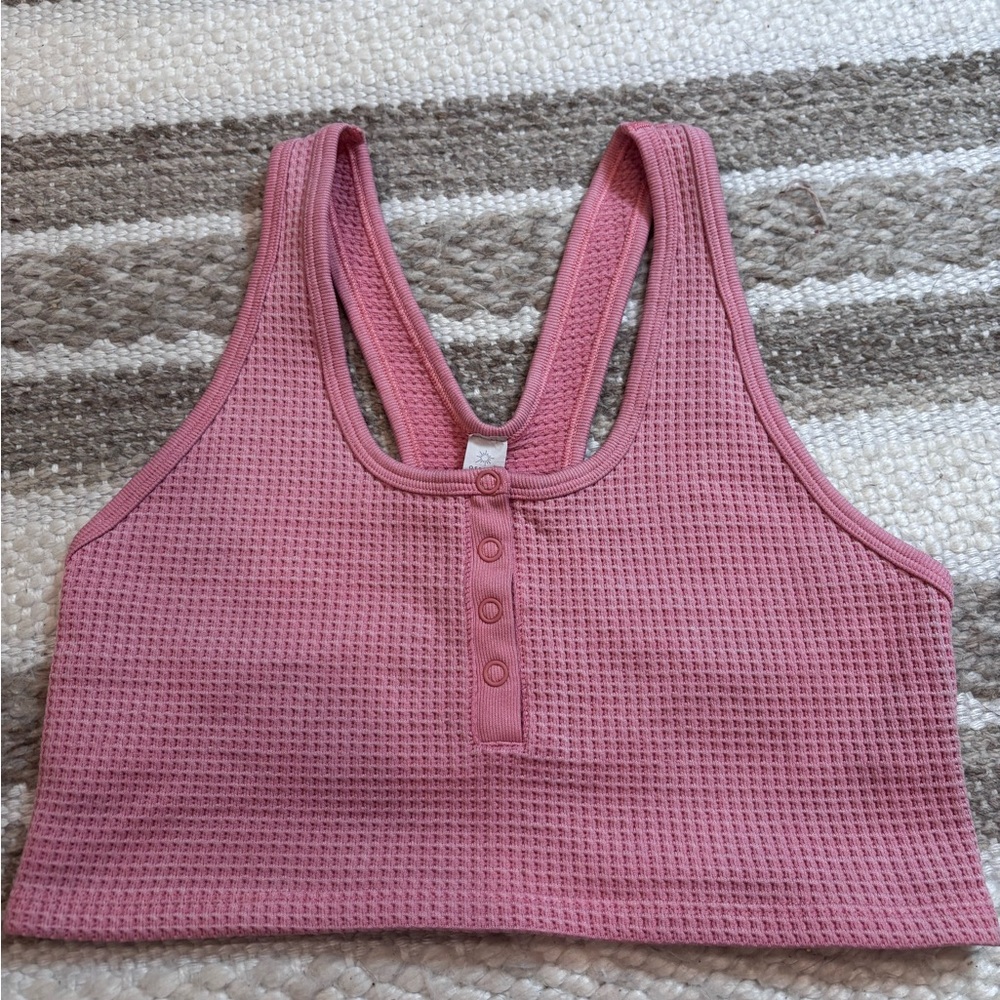 Aerie Pink Waffle Knit Crop Top